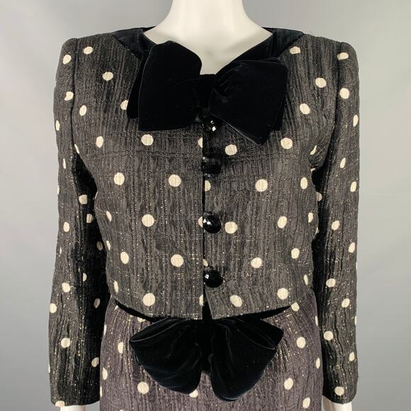 VALENTINO Size M Black White Polka Dot Strapless Dress Jacket Set - Picture 2 of 10